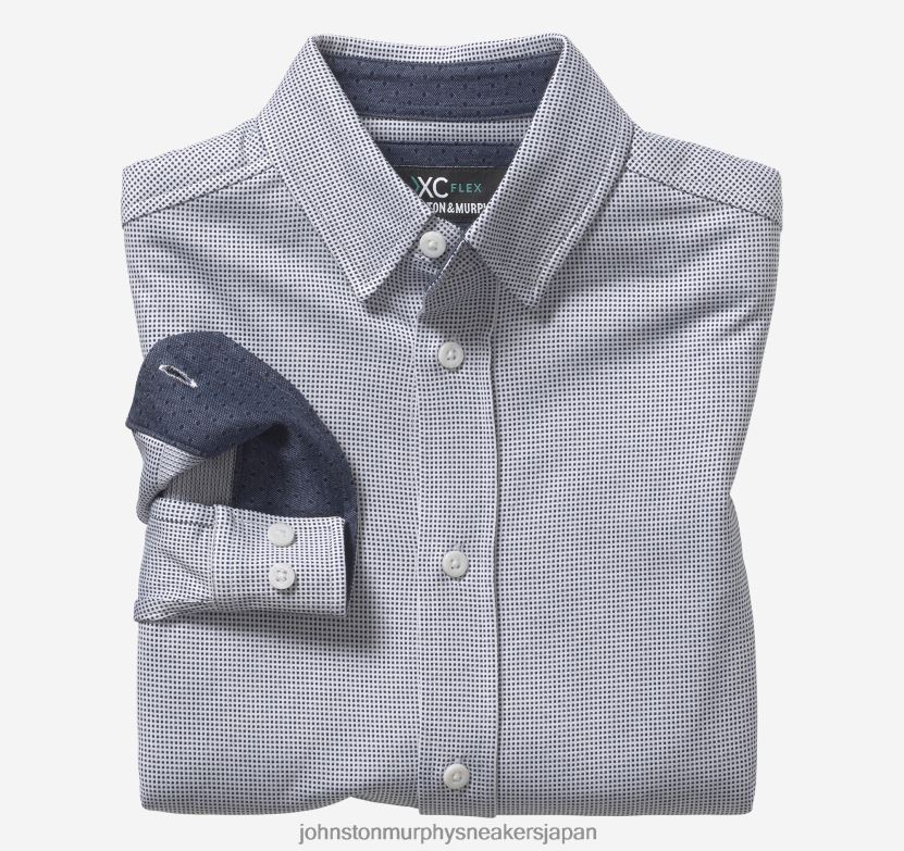 衣服 jp Johnston & Murphy 男の子 ボーイズ XC フレックス ストレッチ 長袖シャツ ネイビーマイクロドット 2204601386