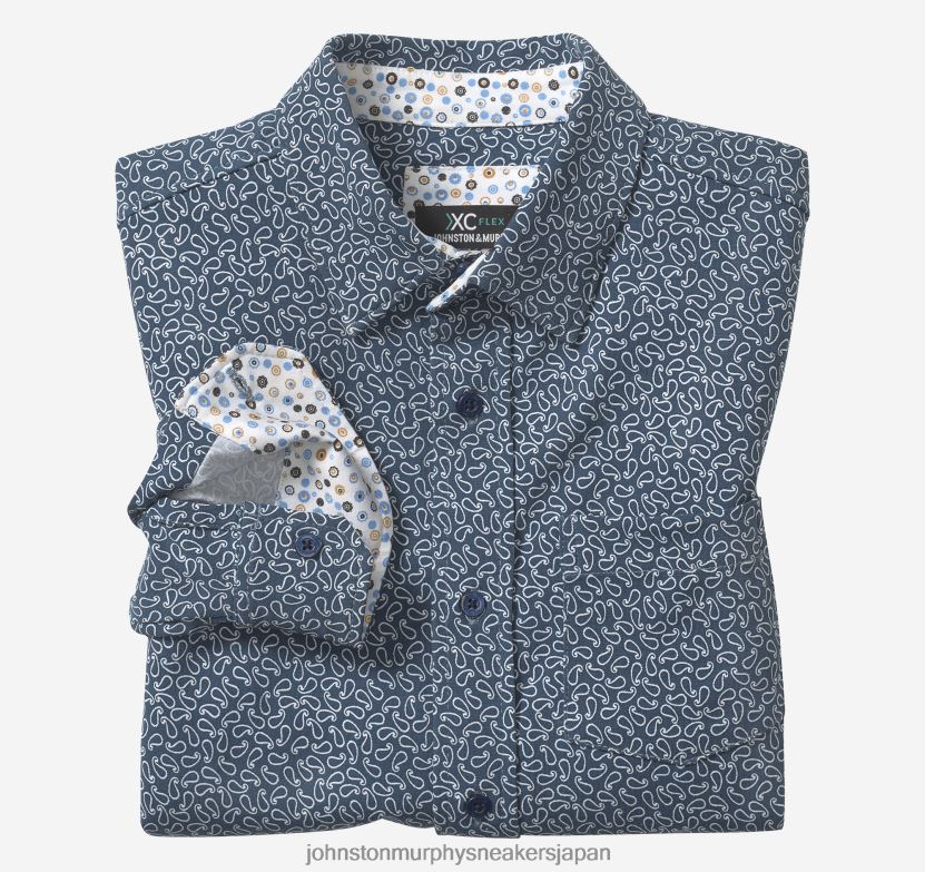 衣服 jp Johnston & Murphy 男の子 ボーイズ XC フレックス ストレッチ 長袖シャツ ネイビーペイズリー 2204601387