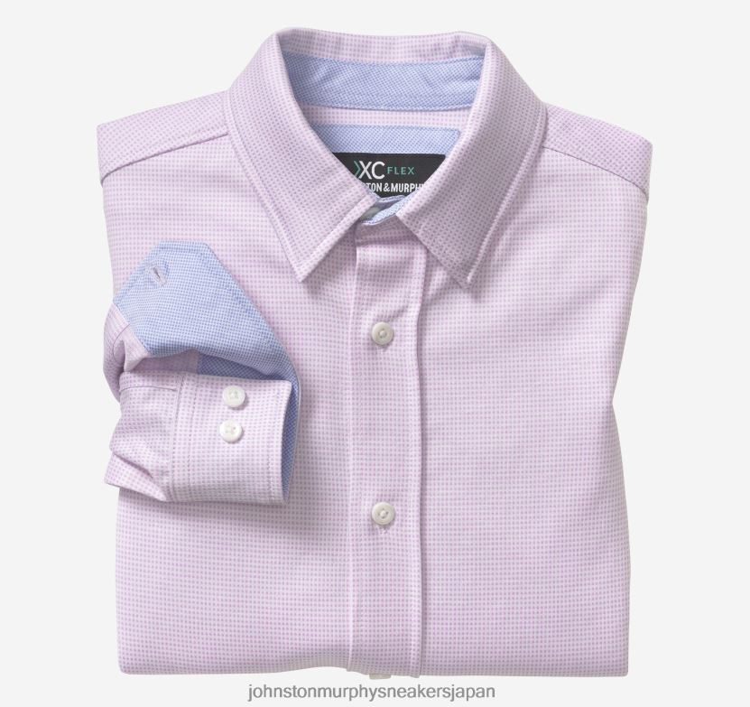 衣服 jp Johnston & Murphy 男の子 ボーイズ XC フレックス ストレッチ 長袖シャツ ピンクのピンチェック 2204601389