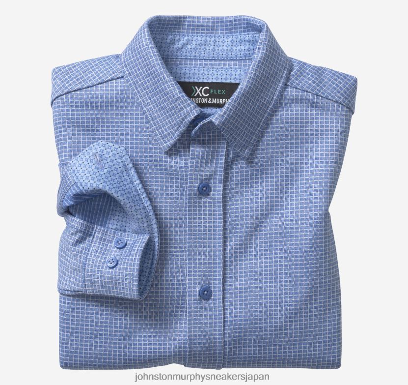 衣服 jp Johnston & Murphy 男の子 ボーイズ XC フレックス ストレッチ 長袖シャツ 青いマイクログリッド 2204601390