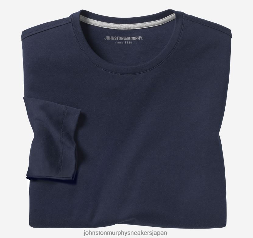 衣服 jp Johnston & Murphy 男性 欠かせない長袖Tシャツ 海軍 220460544