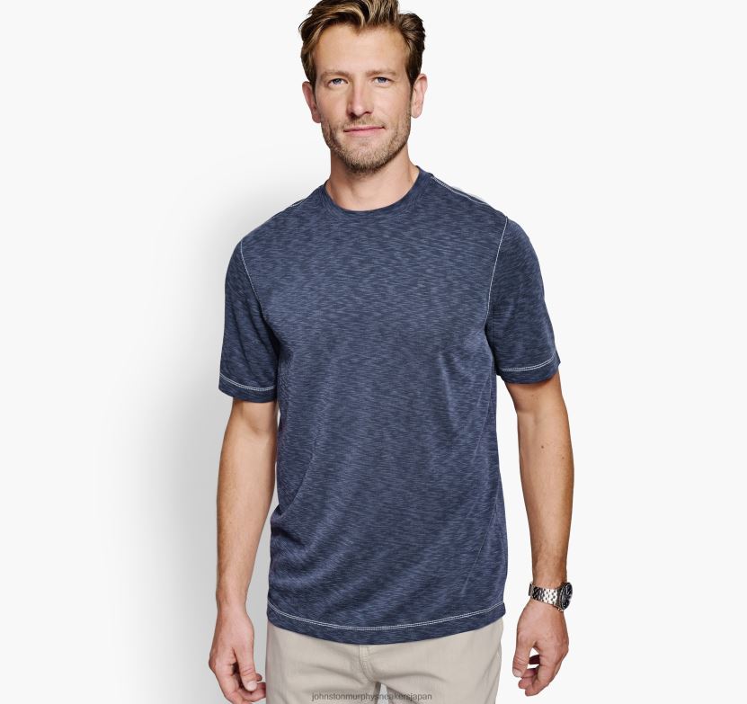 衣服 jp Johnston & Murphy 男性 ヴィンテージスラブクルーネックTシャツ 海軍 220460608