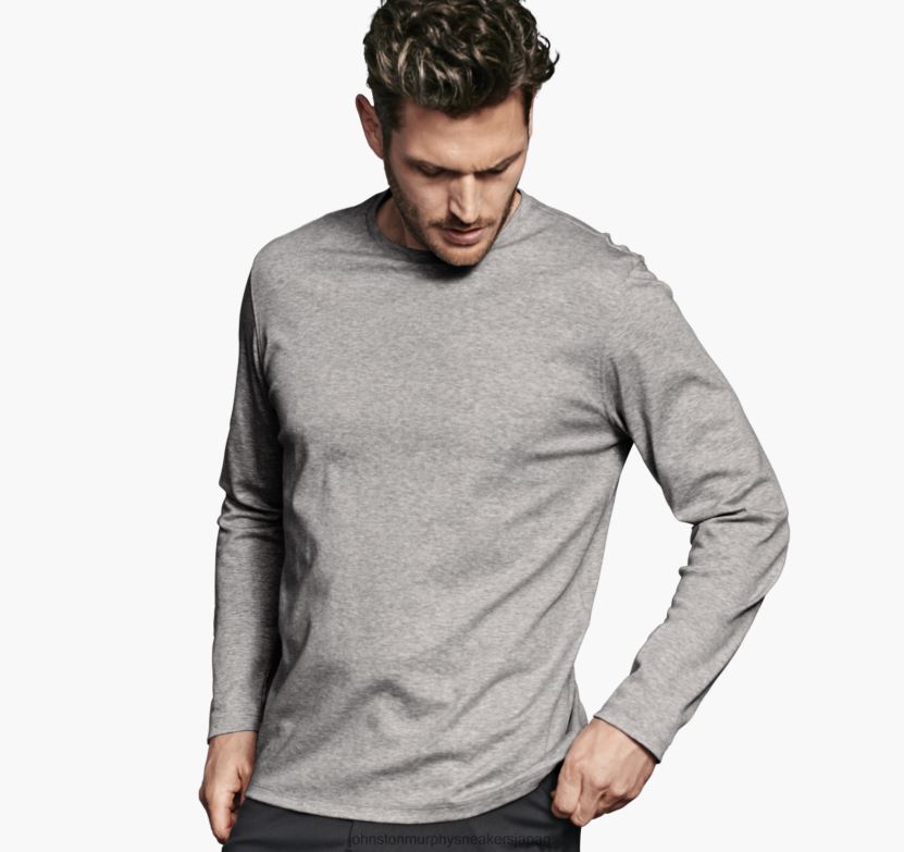 衣服 jp Johnston & Murphy 男性 欠かせない長袖Tシャツ グレーヘザー 220460686