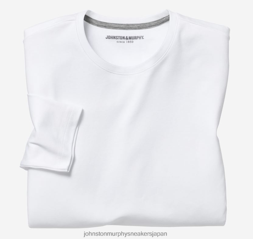 衣服 jp Johnston & Murphy 男性 欠かせない長袖Tシャツ 白 220460776
