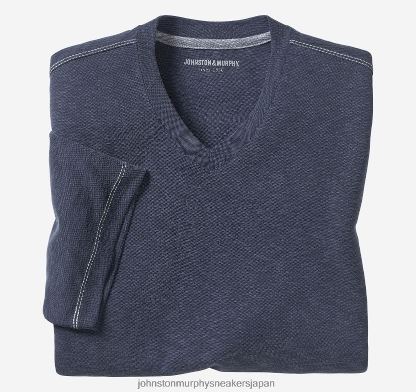 衣服 jp Johnston & Murphy 男性 ヴィンテージスラブVネックTシャツ 海軍 220460627