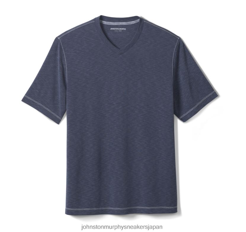 衣服 jp Johnston & Murphy 男性 ヴィンテージスラブVネックTシャツ 海軍 220460627