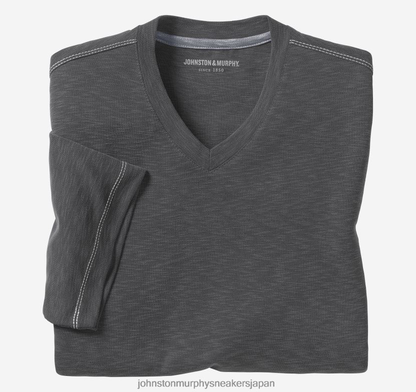 衣服 jp Johnston & Murphy 男性 ヴィンテージスラブVネックTシャツ 木炭 220460651