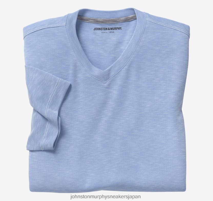 衣服 jp Johnston & Murphy 男性 ヴィンテージスラブVネックTシャツ ライトブルー 220460652