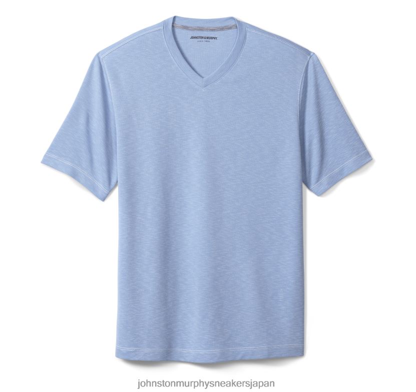 衣服 jp Johnston & Murphy 男性 ヴィンテージスラブVネックTシャツ ライトブルー 220460652