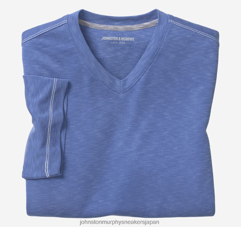 衣服 jp Johnston & Murphy 男性 ヴィンテージスラブVネックTシャツ ロイヤルブルー 220460653