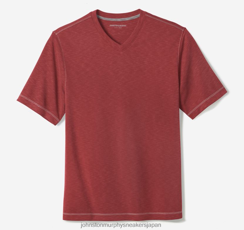 衣服 jp Johnston & Murphy 男性 ヴィンテージスラブVネックTシャツ 赤 220460683