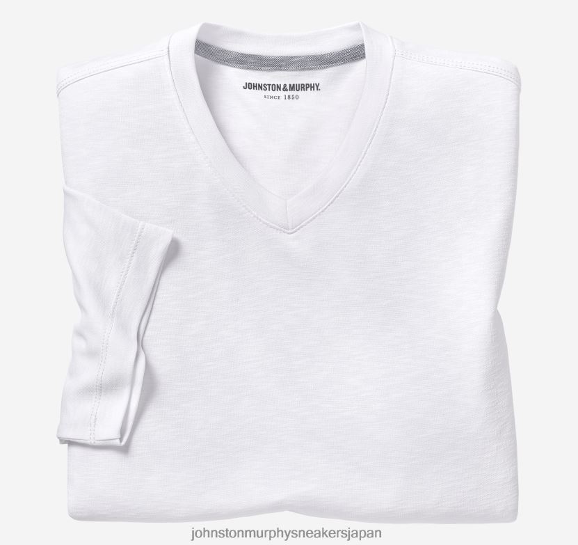 衣服 jp Johnston & Murphy 男性 ヴィンテージスラブVネックTシャツ 白 220460712