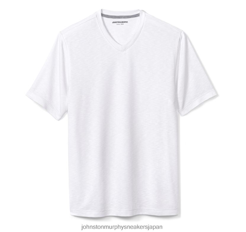 衣服 jp Johnston & Murphy 男性 ヴィンテージスラブVネックTシャツ 白 220460712