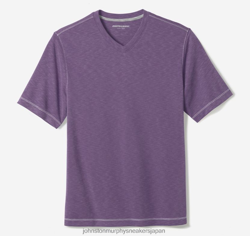 衣服 jp Johnston & Murphy 男性 ヴィンテージスラブVネックTシャツ 紫 220460714